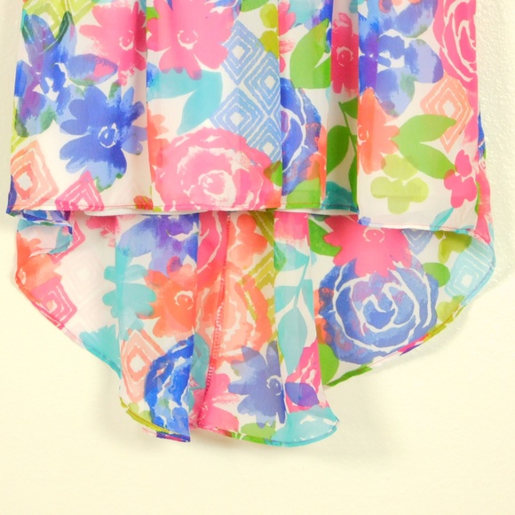 Youngland Girls size 4 Pink Lace Floral High Low Summer Dress NWT - Picture 4 of 8